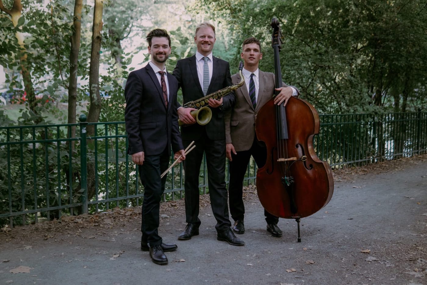 The Weichsel Sharks as a jazz trio with drums, saxophone and double bass